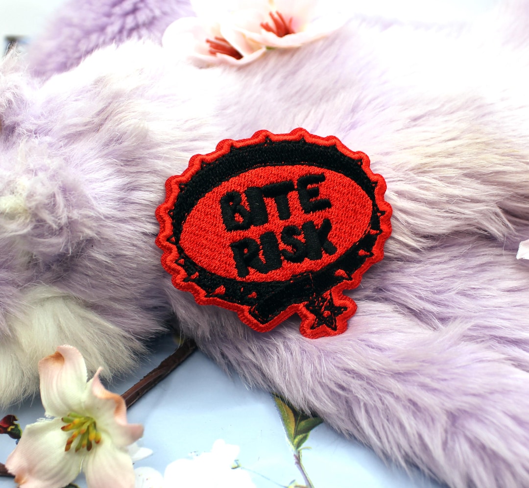 Black and Red Bite Risk Collar Patch (60mm) - Etsy