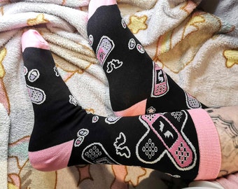 Black Menhera Socks (Size 3-8 UK)