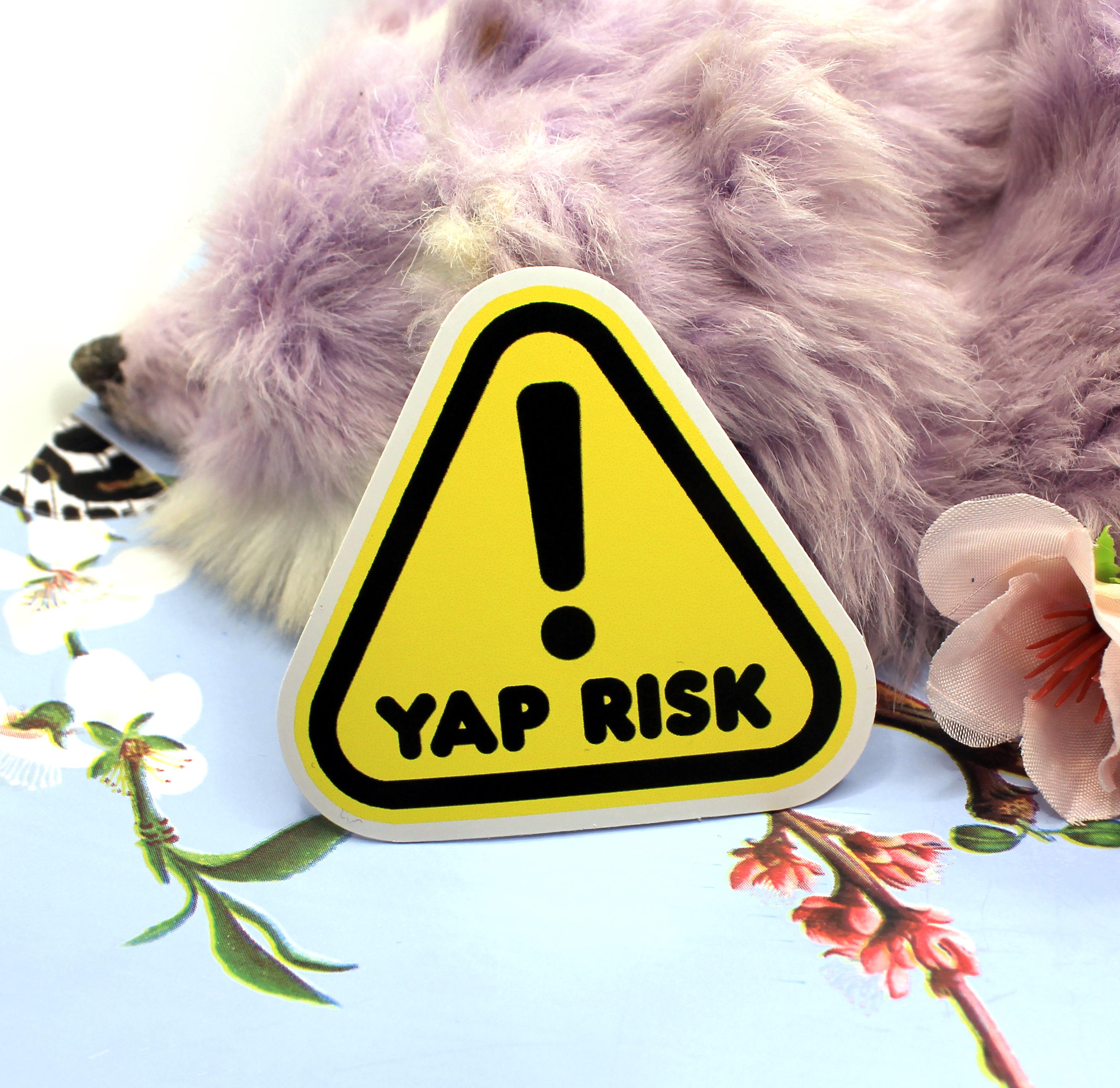 Yapper Warning Sign Yap Risk Yellow Warning Sign Sticker (60mm) - Etsy