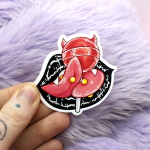 Succ Off Sticker 50mm kinky succubus lips lollipop split tongue image 4