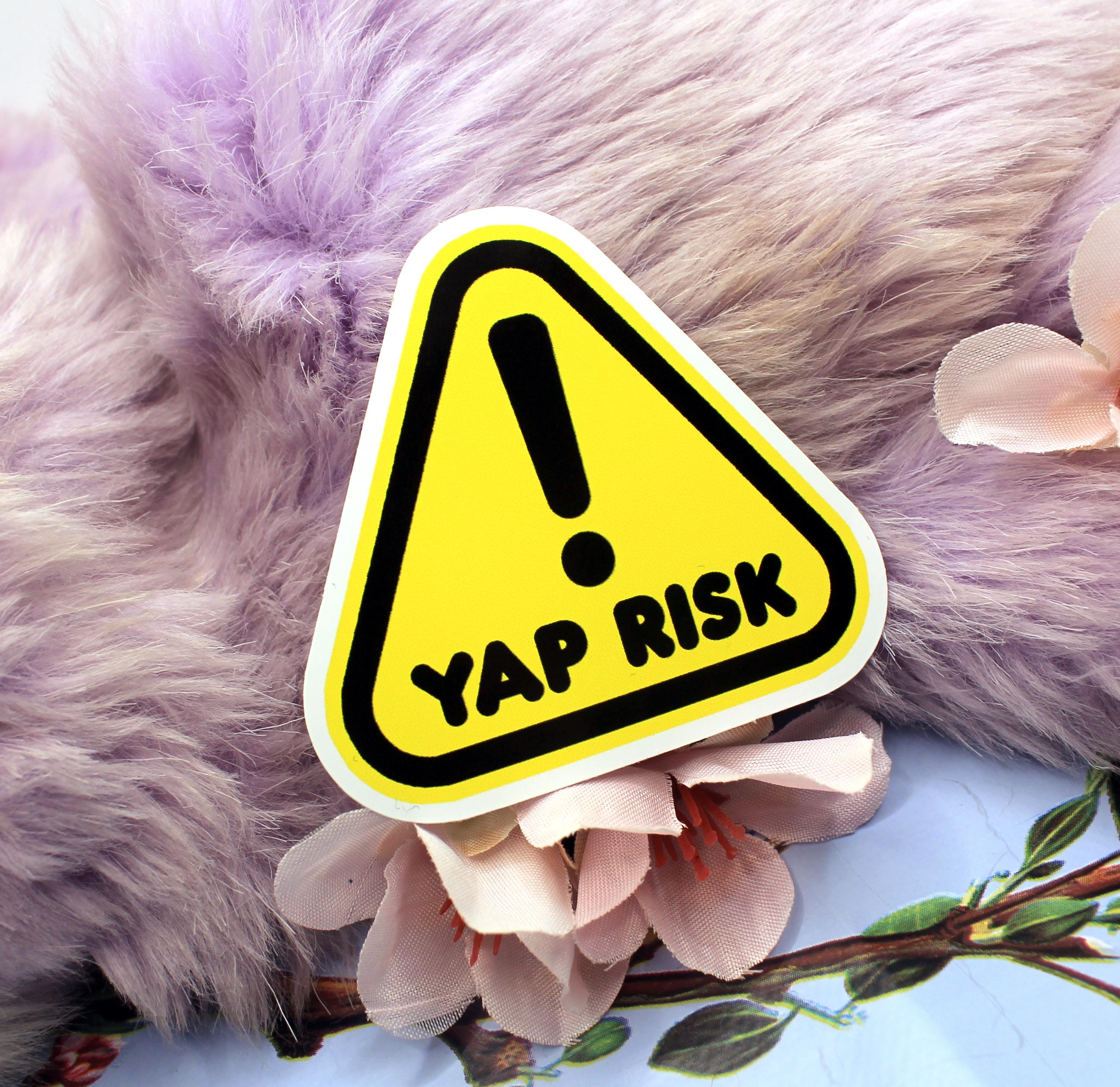 Yapper Warning Sign Yap Risk Yellow Warning Sign Sticker (60mm) - Etsy
