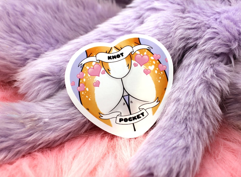 Knot Pocket Furry Heart Sticker 55mm Deer Butt with Hearts image 1