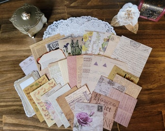 Junk Journal Kit | Grab Bag - 100 pieces -Ephemera | Paper Pack | Starter Kit | Scrapbooking | Collage | Vintage Journal