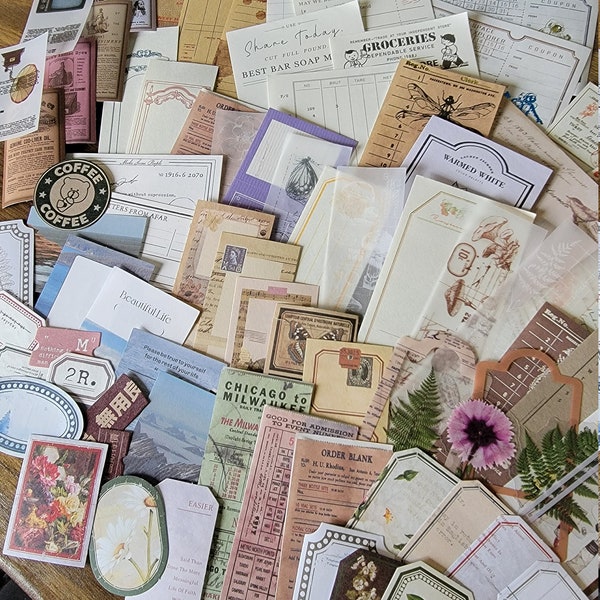 Junk Journal Ephemera Pack | Vintage Collage | Scrapbooking | Journal Grab Pack