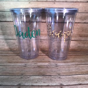 Monogram Tumbler - Monogram  Clear Tumbler, Personalized Monogram Tumbler - Initials Tumbler - Monogram Travel Cup