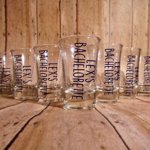 Bachelorette Party Shot Glasses, Personalized bachelorette party shot glasses, Bride&#39;s Name shot glasses