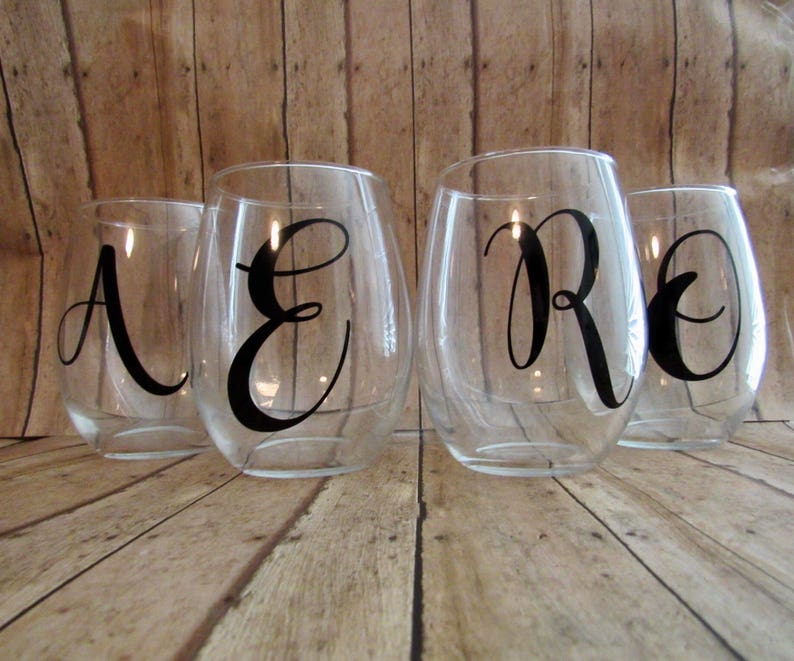 Initial Monogram Wine Glass Personalized Wine Glass Etsy