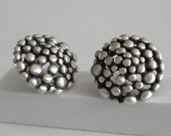 Sterling silver earrings, handmade earring, mushroom hat shaped earrings