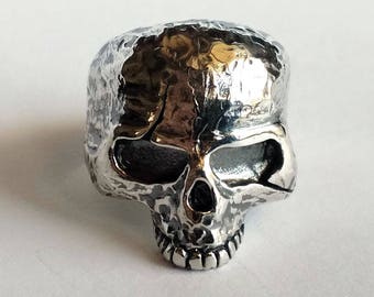 Skull Ring, Hammered Skull Ring, Sterling silver Ring, Handmade Ring