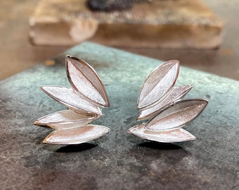 Asymmetrical "Leaf" earrings, Sterling silver earrings, Handmade earrings, Nature earrings, Minimalist earrings, Contemporary jewellery.