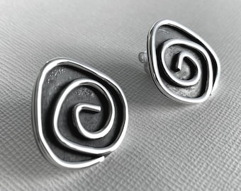 Spiral earrings in sterling silver, contemporary jewelry, handmade earrings, unique, exclusive
