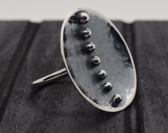 Sterling silver Chakra ring, Handmade ring, Geometric ring, Minimalist ring, Textured ring, Bohemian ring, Oxidized ring, Chakras ring.