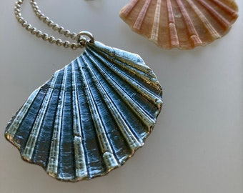 Algarve Seashell necklace, sterling silver necklace, summer necklace, sealife necklace, oxidized seashell necklace, handmade, ocean.