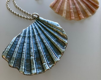 Algarve Seashell necklace, sterling silver necklace, summer necklace, sealife necklace, oxidized seashell necklace, handmade, ocean.