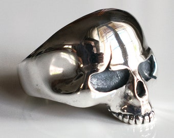 Skull Ring, Polished Skull Ring, Sterling silver Ring, Handmade Ring, Punk skull ring