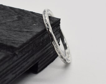 Sterling silver ring, Handmade ring, Sterling silver stacking ring, Skinny silver stacking ring, Phalanx ring, Hammered ring.