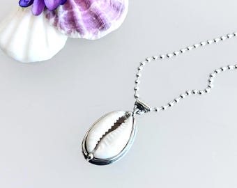 Cowrie Seashell Necklace Sterling Silver | Handmade Boho Beach Jewelry