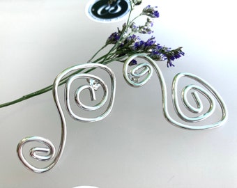Spiral earrings in sterling silver, asymmetric earrings, contemporary jewelry, handmade earrings, unique, exclusive