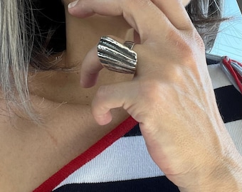 Seashell Open Ring – Sterling Silver 925 | Handmade Summer Statement Ring