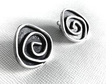 Spiral earrings in sterling silver, contemporary jewelry, handmade earrings, unique, exclusive