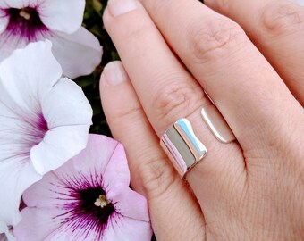 Minimalist ring, Sterling silver ring, Handmade ring, Wave ring, Contemporary ring, Open ring.