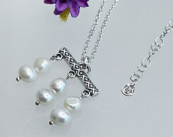 Sterling Silver Necklace with Timeless Pearl Pendant - Elegant Chain Jewelry