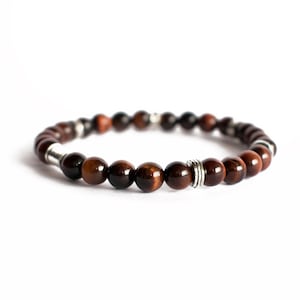 Men&#39;s bracelet, Sterling silver bracelet, Beaded Bracelet, Bull eye gemstone bracelet