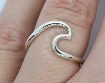 Wave Ring, Ocean Wave Ring, Sterling silver Wave Ring, Handmade Wave Ring, Solid  Ocean Wave Ring, Stackable Ring, Beach Wave Ring.