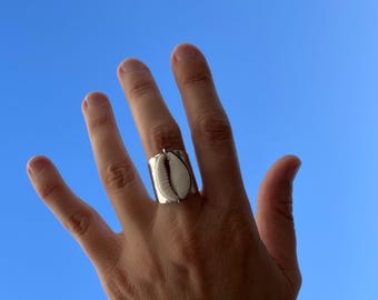 Sterling Silver 925 Open Ring with Cowrie Shell – Perfect for Sea, Summer and Beach Lovers