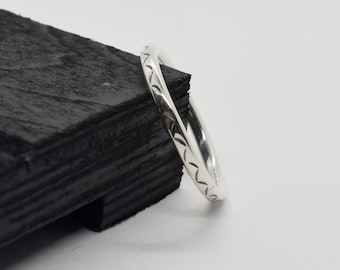Sterling silver ring, Handmade ring, Sterling silver stacking ring, Skinny silver stacking ring, Phalanx ring, Textured ring.