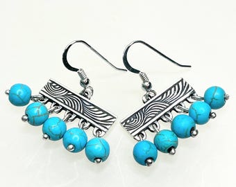 Bohemian Turquoise Earrings – Handmade Sterling Silver 925