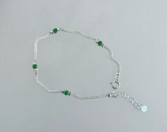 Pulseira em prata de lei (925) com pedras olho de gato
