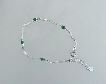 Bracelet in sterling silver (925) with cat-eye stones