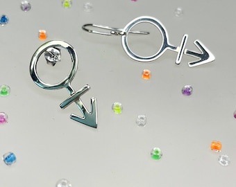 Androgyne Sterling Silver Earring - LGBTQ+ Pride Accessory