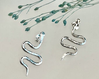 Snake earrings in sterling silver (925), handmade snake earrings, snake tribal earrings.