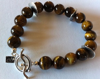 Sterling Silver Bracelet with Tiger Eye stone