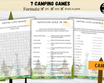 Camping Games for All Ages, Printable Camping Activities, Family Campfire Games, Camping Trip, Summer Camp, Family Fun, 7 Games