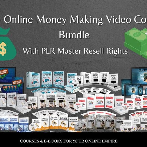 90+ Video Course PLR Bundle With Resell Rights - Online Money Making - Commercial Use - Videos Courses With Master Resell Rights - MP4 Video