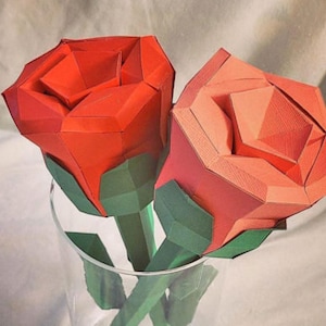 Kit di creazione di carta 3D con rose fai da te, modello semplice di rose di carta, modello di rosa stampabile, fiore di rosa di creazione con la carta