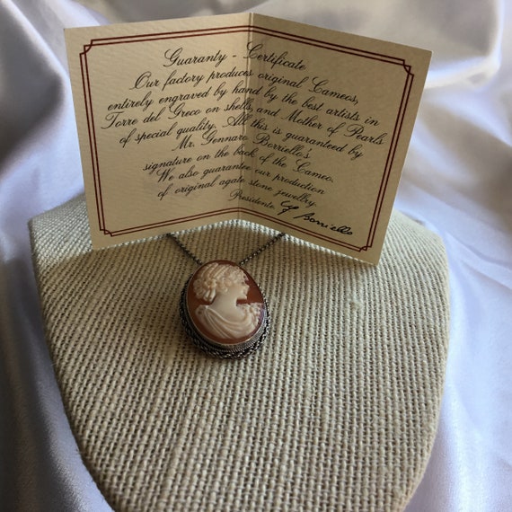 Vintage Italian Signed Borriello Cameo Pin Pendan… - image 5