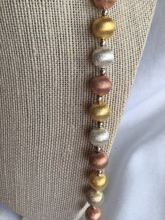 NOLAN MILLER signed tri tone brushed bead necklac… - image 5