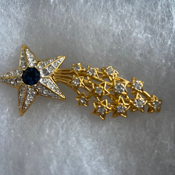 Barbara Mandrell Vintage Shooting Star Pin Brooch Mens Women's Rhinestones