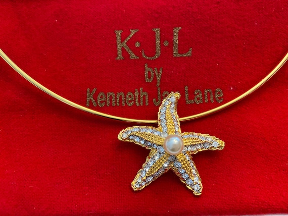 Kenneth Jay Lane Necklace and Starfish Pendant Go… - image 1