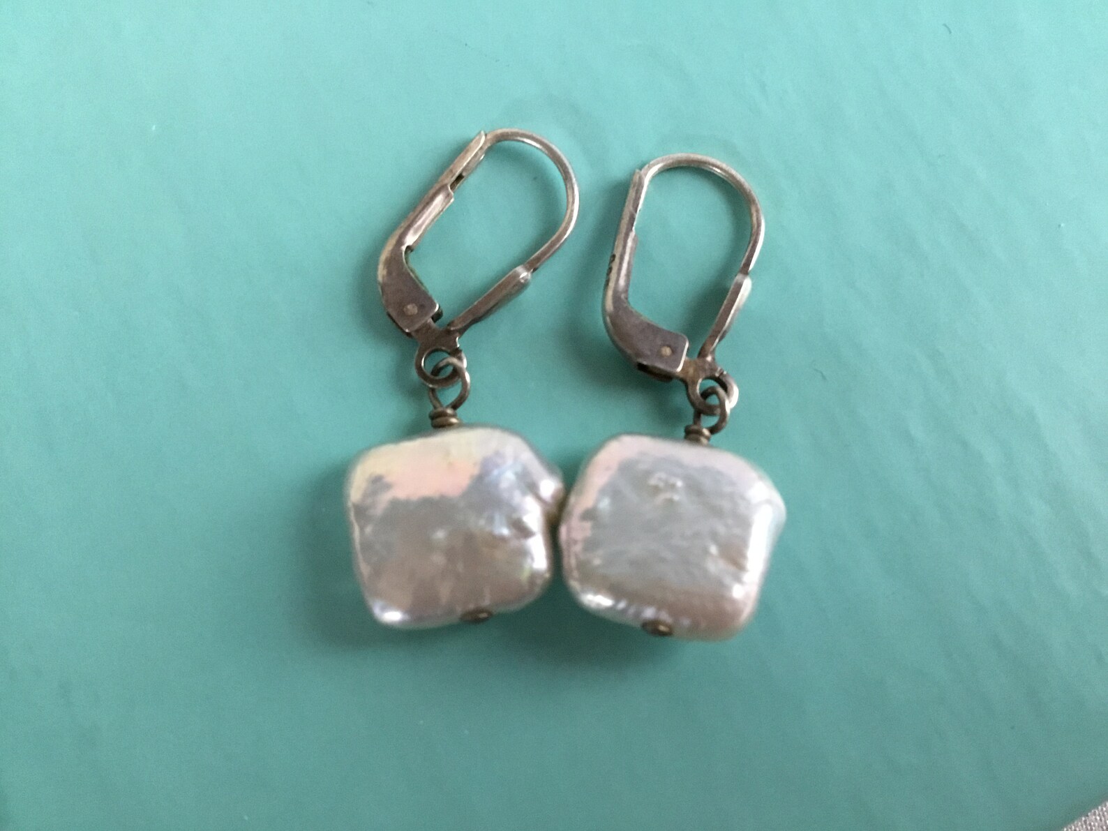 Sterling Silver Pearl Hinge Back Drop Earrings Vintage Etsy