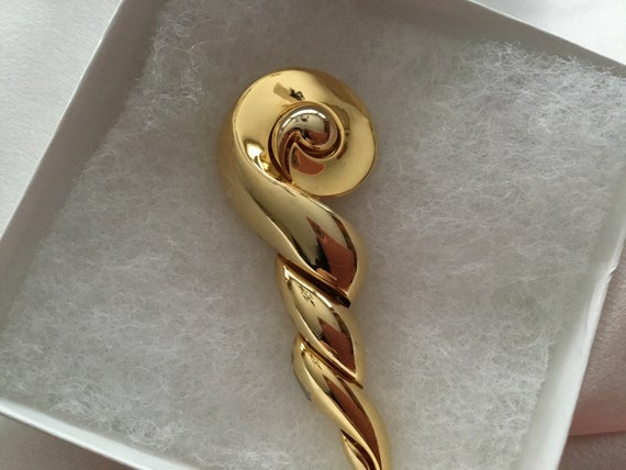 M JENT Gold Tone Twist Twisted Spiral Brooch Mode… - image 4