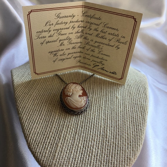 Vintage Italian Signed Borriello Cameo Pin Pendan… - image 6