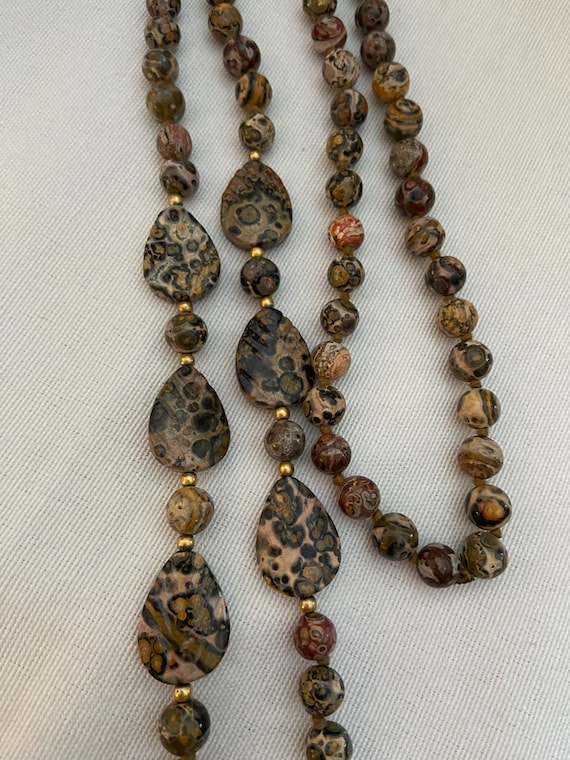 Vintage Leopard Print Jasper Beaded Necklace