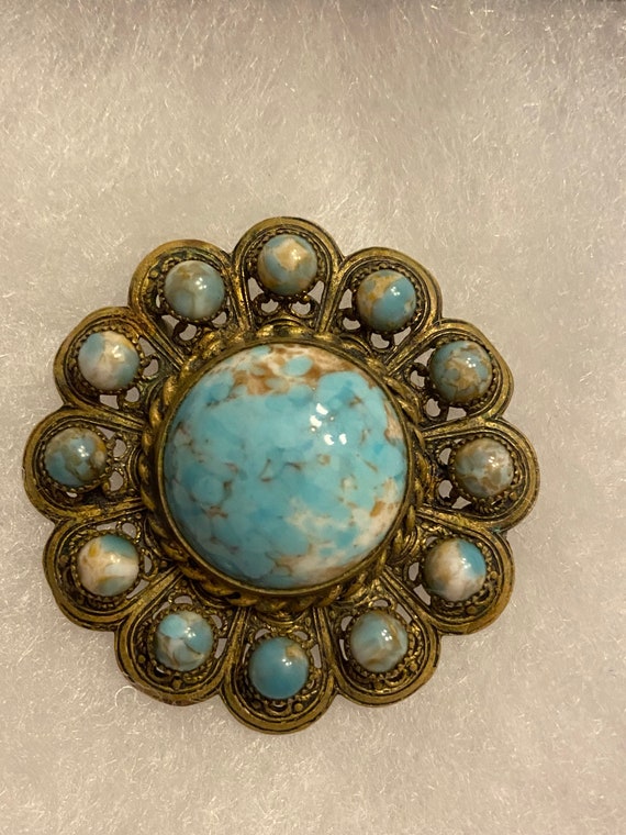 Czech Glass Pin 1930's Vintage Jewelry Brooch Blue - Etsy