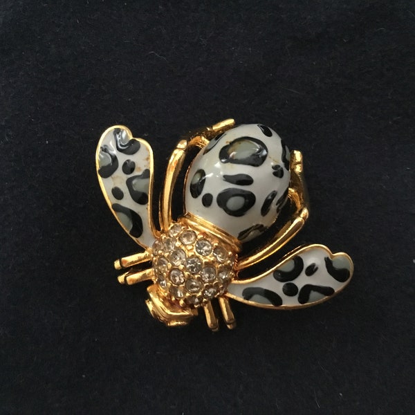 Vintage Joan Rivers Jewelry Rare Animal Print Bee Brooch Pin