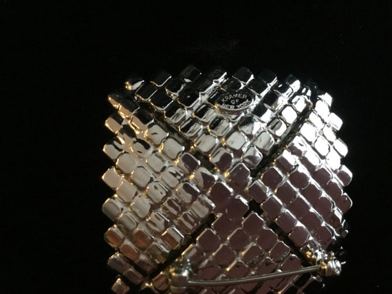 Kramer Square Rhinestone Brooch clear Vintage Sig… - image 5